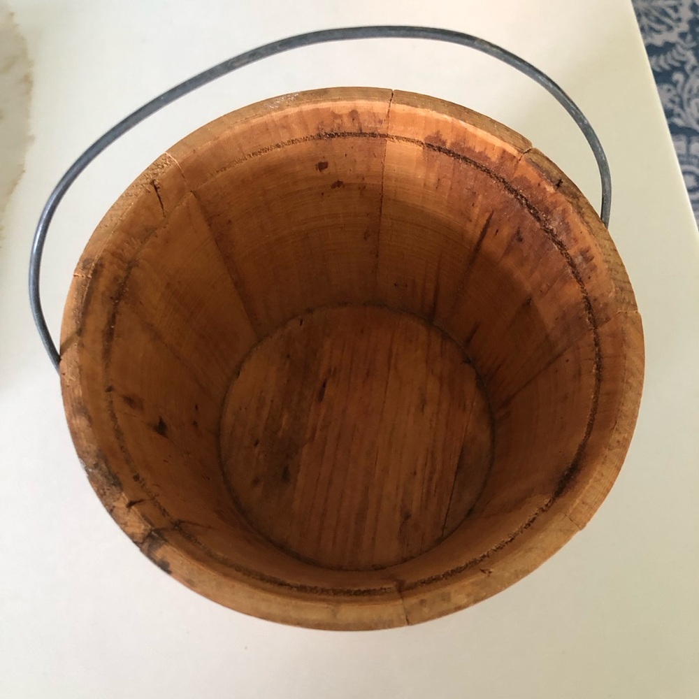 Antique Vintage Firkin Wooden Bucket with Handle - Picture 6 of 9